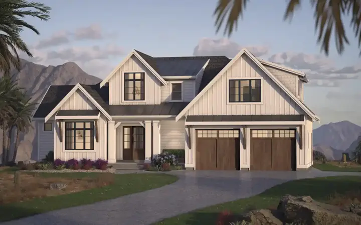 Modern Farmhouse house plans 9-101 - front exterior, 2,571 sq ft, 3 bed, 2 bath house plans | Monster House Plans