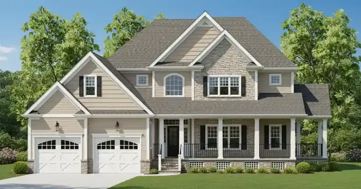 Traditional house plans 90-105 - front exterior, 2,720 sq ft, 3 bed, 2 bath house plans | Monster House Plans