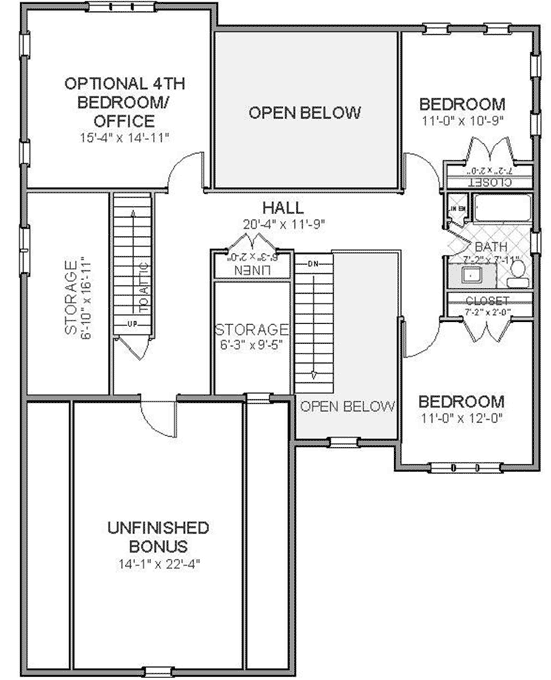 Upper/Second Floor Plan: 90-106