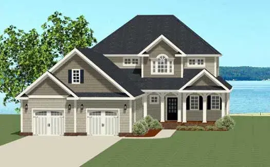 Traditional house plans 90-123 - front exterior, 2,501 sq ft, 3 bed, 2 bath house plans | Monster House Plans
