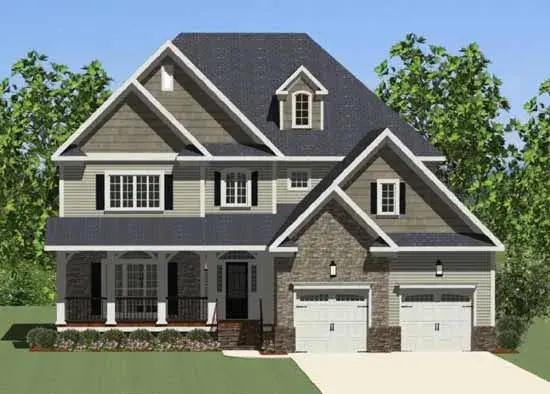 Craftsman house plans 90-124 - front exterior, 2,622 sq ft, 3 bed, 2 bath house plans | Monster House Plans