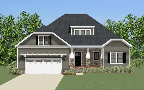 Bungalow house plans 90-132 - front exterior, 2,207 sq ft, 3 bed, 2 bath house plans | Monster House Plans