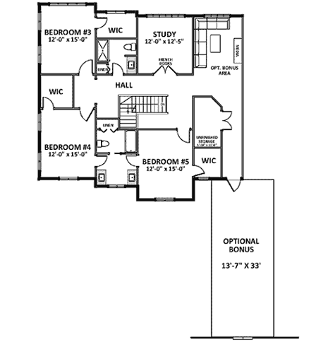 Upper/Second Floor Plan: 90-135