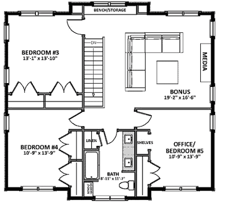 Upper/Second Floor Plan: 90-143