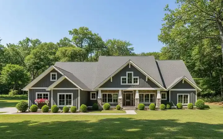 Craftsman house plans 90-149 - front exterior, 3,401 sq ft, 4 bed, 2 bath house plans | Monster House Plans