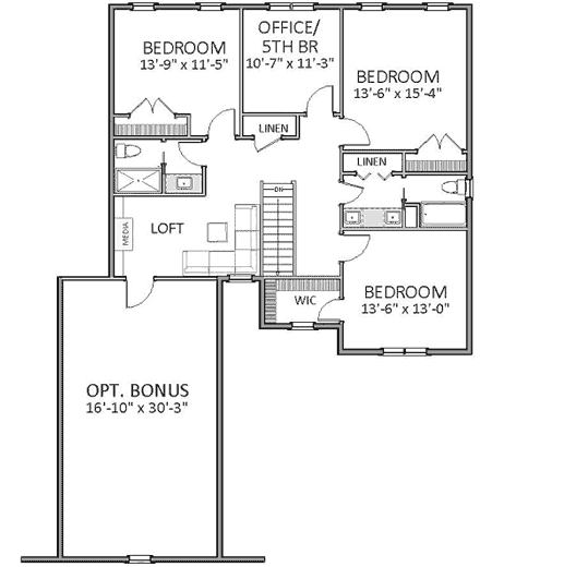 Upper/Second Floor Plan: 90-155