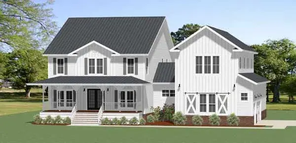 Modern Farmhouse house plans 90-166 - front exterior, 2,915 sq ft, 3 bed, 3 bath house plans | Monster House Plans