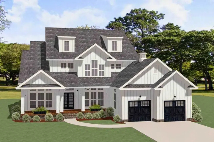 Modern Farmhouse house plans 90-167 - front exterior, 2,715 sq ft, 3 bed, 3 bath house plans | Monster House Plans