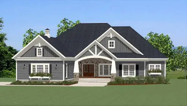 Craftsman house plans 90-171 - front exterior, 3,734 sq ft, 4 bed, 3 bath house plans | Monster House Plans