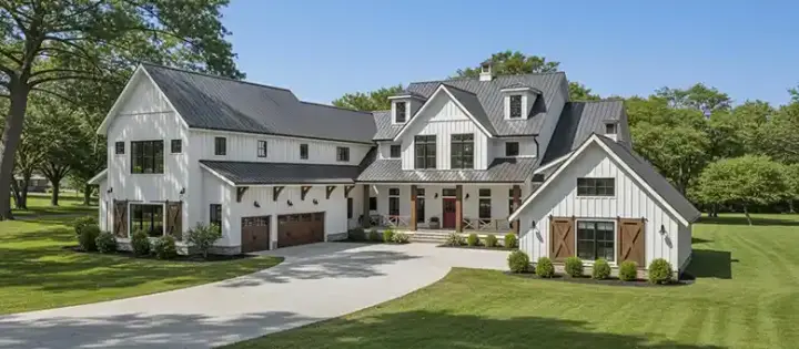 Farmhouse house plans 90-172 - front exterior, 6,114 sq ft, 5 bed, 4 bath house plans | Monster House Plans