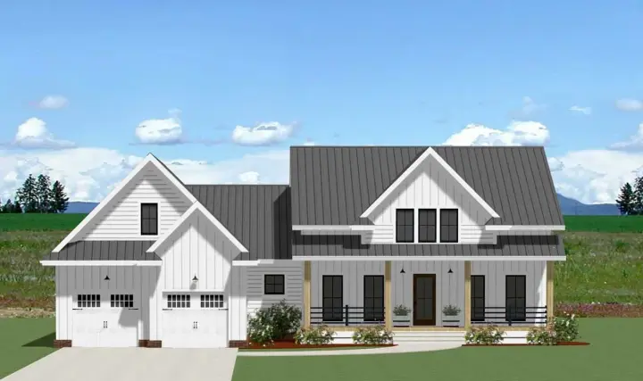 Modern Farmhouse house plans 90-184 - front exterior, 2,172 sq ft, 3 bed, 2 bath house plans | Monster House Plans