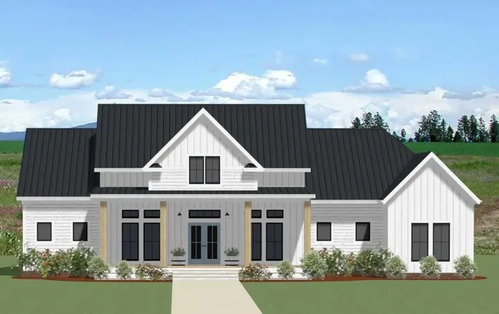 Modern Farmhouse house plans 90-186 - front exterior, 2,937 sq ft, 3 bed, 2 bath house plans | Monster House Plans