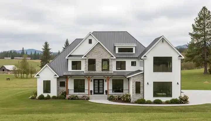 Modern Farmhouse house plans 90-194 - front exterior, 4,278 sq ft, 5 bed, 4 bath house plans | Monster House Plans