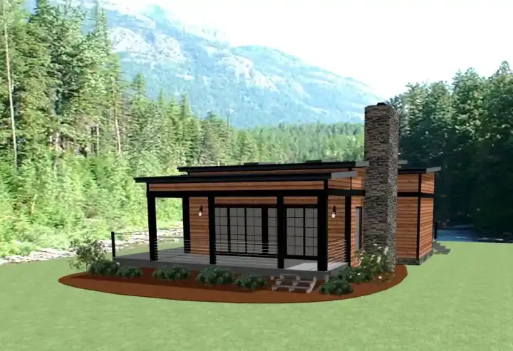 Contemporary house plans 90-196 - front exterior, 769 sq ft, 2 bed, 1 bath house plans | Monster House Plans