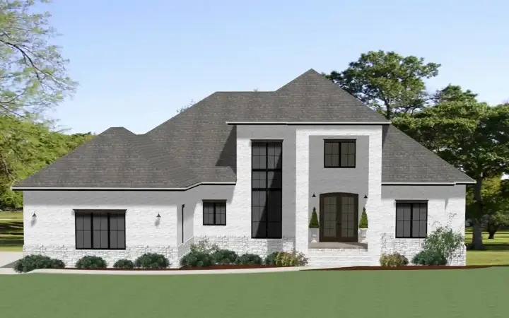 European house plans 90-200 - front exterior, 2,640 sq ft, 6 bed, 6 bath house plans | Monster House Plans