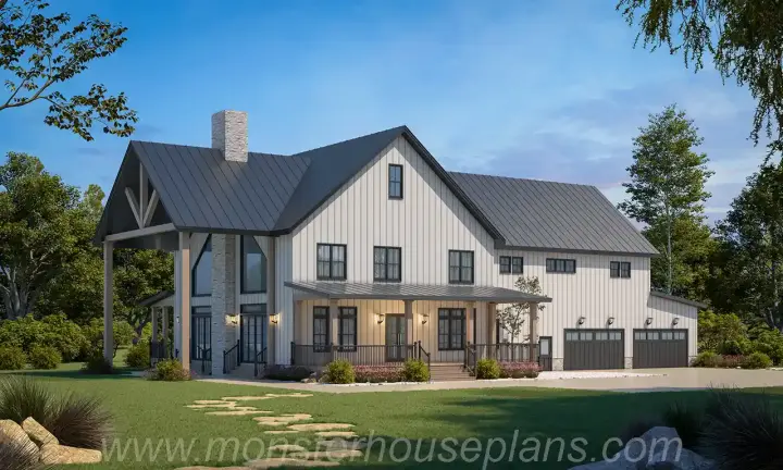 Barndominium house plans 90-207 - front exterior, 4,075 sq ft, 4 bed, 3 bath house plans | Monster House Plans