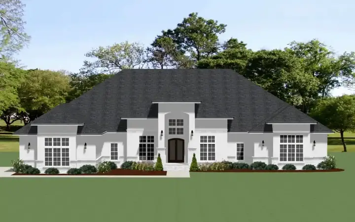 European house plans 90-208 - front exterior, 5,038 sq ft, 5 bed, 5 bath house plans | Monster House Plans