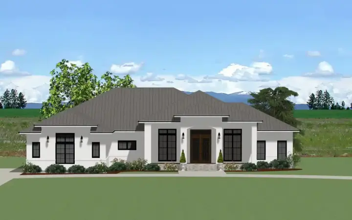 European house plans 90-209 - front exterior, 3,046 sq ft, 4 bed, 4 bath house plans | Monster House Plans