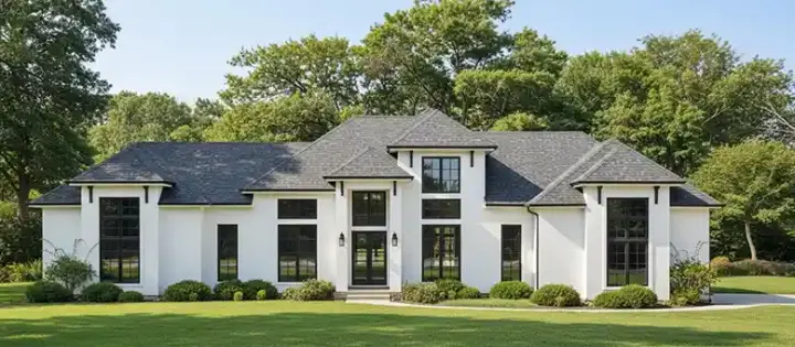 Contemporary house plans 90-211 - front exterior, 4,027 sq ft, 5 bed, 4 bath house plans | Monster House Plans