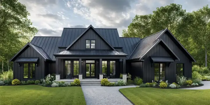 Modern Farmhouse house plans 90-215 - front exterior, 2,473 sq ft, 3 bed, 2 bath house plans | Monster House Plans