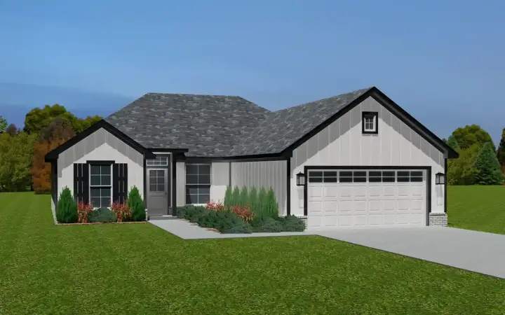 Traditional house plans 91-103 - front exterior, 1,442 sq ft, 3 bed, 2 bath house plans | Monster House Plans