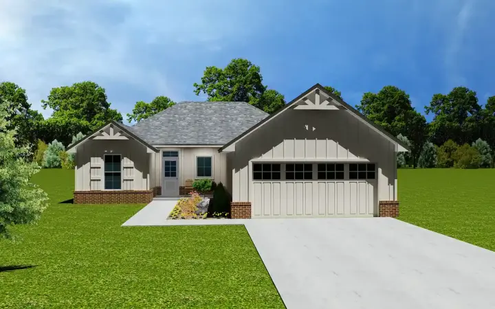 Craftsman house plans 91-109 - front exterior, 1,695 sq ft, 4 bed, 2 bath house plans | Monster House Plans