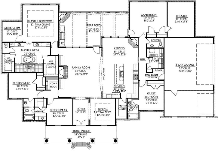 4 Bedroom 3 1 2 Bath House Plans