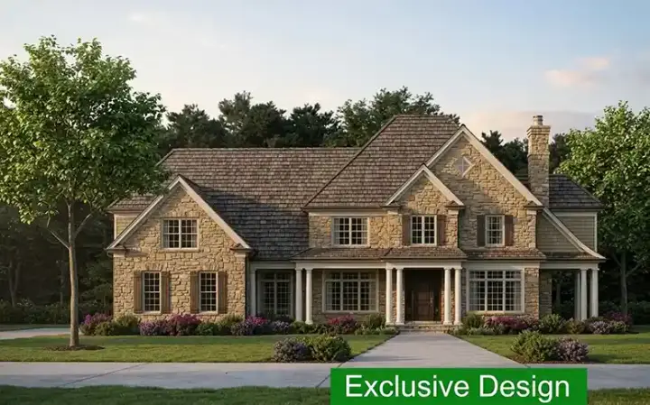 Shingle house plans 93-103 - front exterior, 4,956 sq ft, 4 bed, 4 bath house plans | Monster House Plans