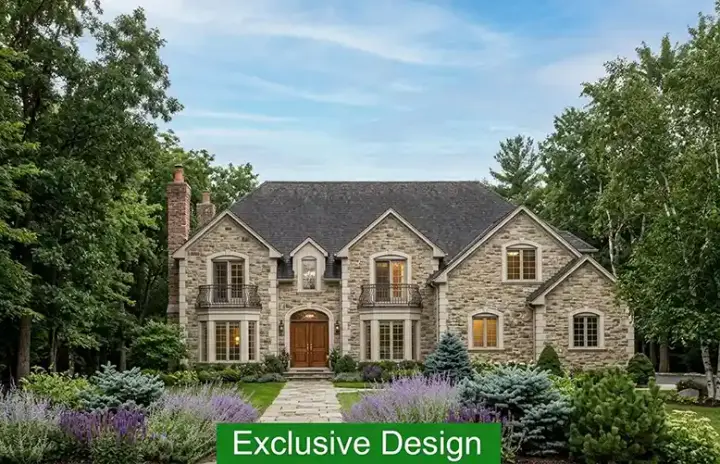 European house plans 93-104 - front exterior, 4,521 sq ft, 5 bed, 5 bath house plans | Monster House Plans