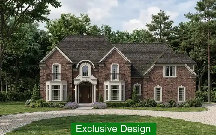 European house plans 93-105 - front exterior, 4,065 sq ft, 6 bed, 5 bath house plans | Monster House Plans