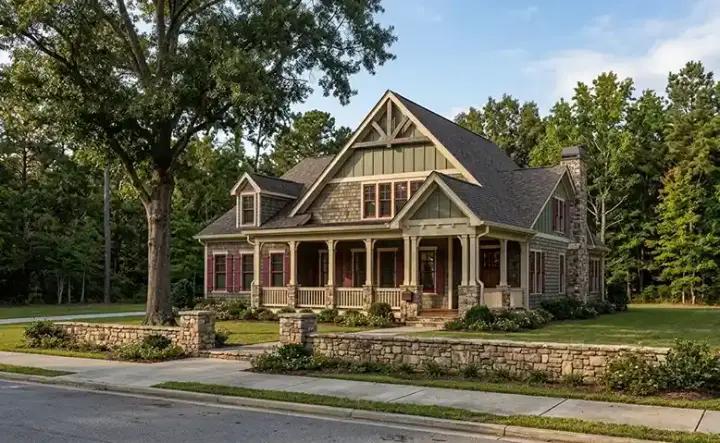 English Country house plans 94-115 - front exterior, 3,715 sq ft, 6 bed, 4 bath house plans | Monster House Plans