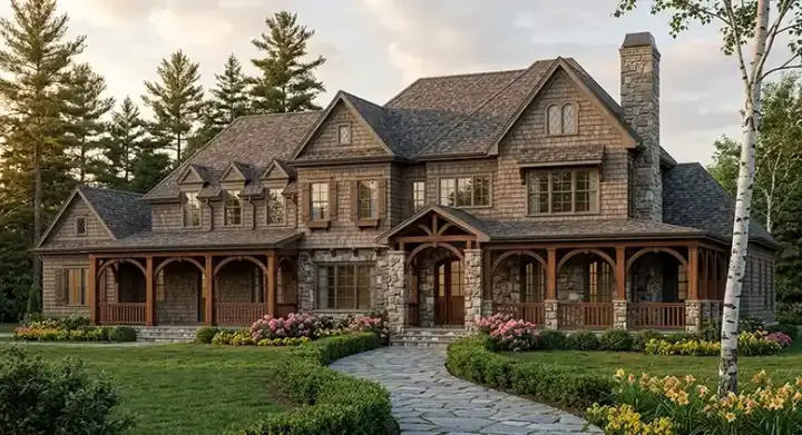 European house plans 94-123 - front exterior, 6,264 sq ft, 4 bed, 4 bath house plans | Monster House Plans