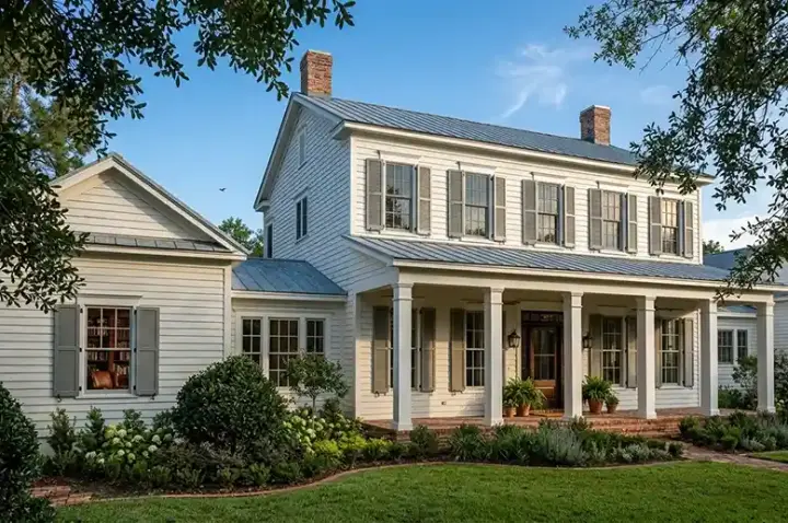 Early American house plans 95-102 - front exterior, 4,457 sq ft, 5 bed, 3 bath house plans | Monster House Plans