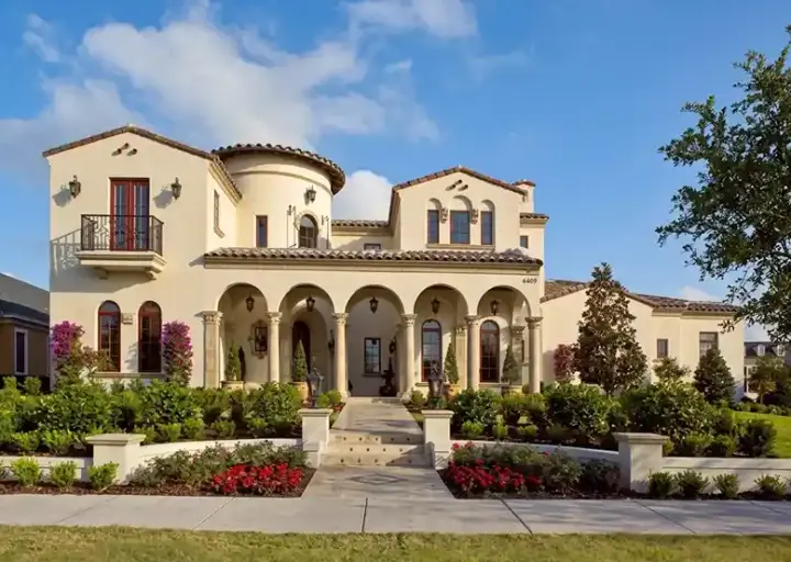 Mediterranean house plans 95-106 - front exterior, 6,493 sq ft, 6 bed, 5 bath house plans | Monster House Plans