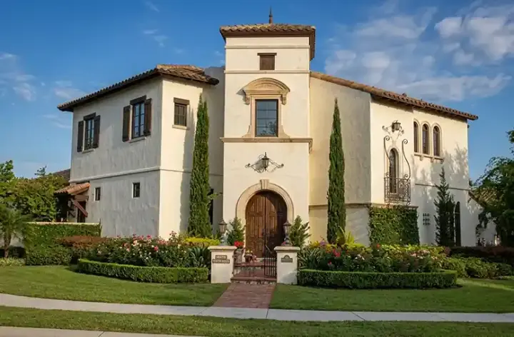 Italian house plans 95-109 - front exterior, 4,463 sq ft, 6 bed, 4 bath house plans | Monster House Plans