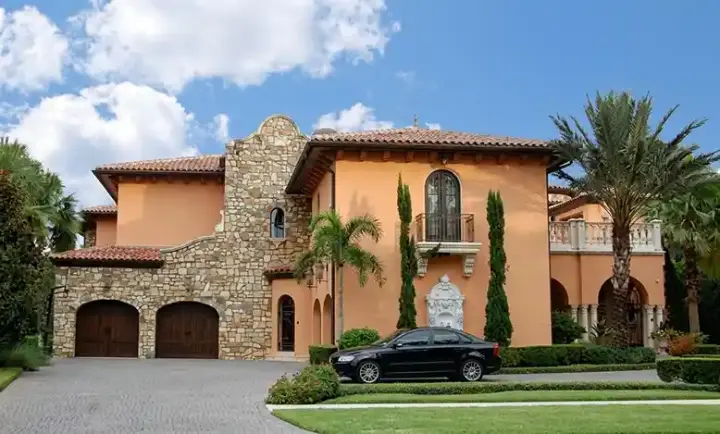 Spanish house plans 95-114 - front exterior, 7,411 sq ft, 5 bed, 5 bath house plans | Monster House Plans