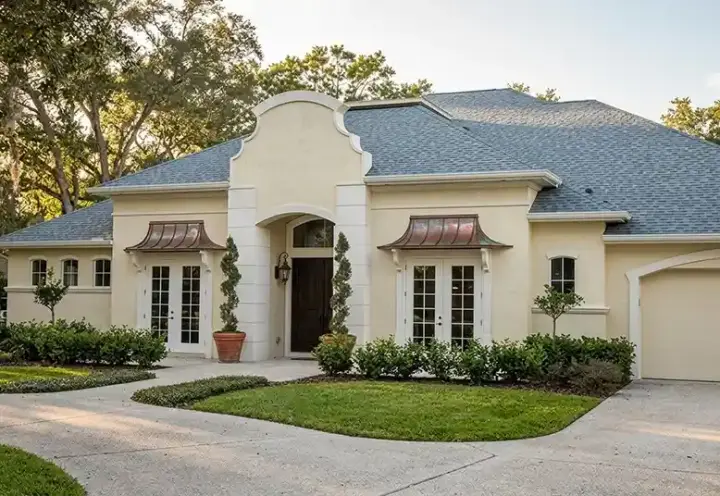 European house plans 95-115 - front exterior, 2,919 sq ft, 3 bed, 3 bath house plans | Monster House Plans