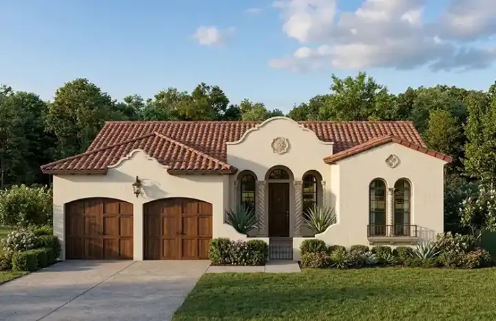 Italian house plans 95-117 - front exterior, 1,673 sq ft, 3 bed, 2 bath house plans | Monster House Plans