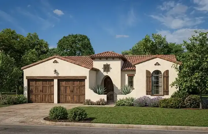 Spanish house plans 95-120 - front exterior, 1,837 sq ft, 3 bed, 2 bath house plans | Monster House Plans