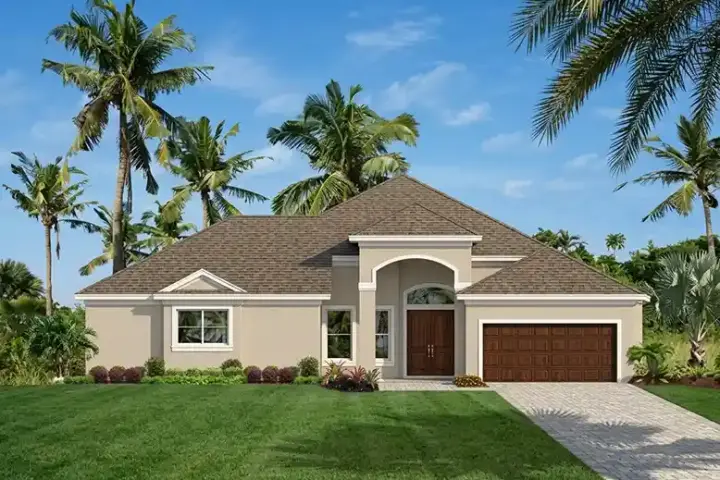 Mediterranean house plans 95-136 - front exterior, 2,366 sq ft, 3 bed, 3 bath house plans | Monster House Plans