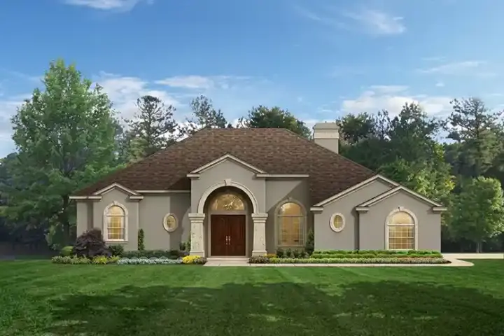 Mediterranean house plans 95-138 - front exterior, 2,414 sq ft, 4 bed, 3 bath house plans | Monster House Plans