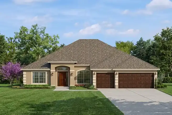 Mediterranean house plans 95-145 - front exterior, 2,508 sq ft, 4 bed, 3 bath house plans | Monster House Plans