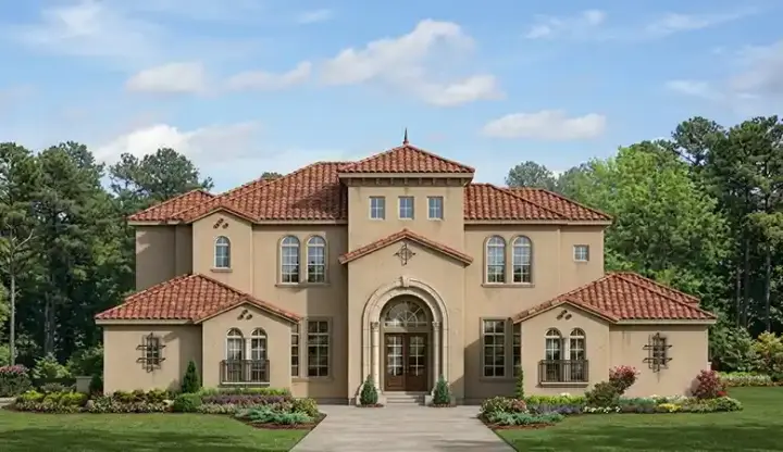 Spanish house plans 95-167 - front exterior, 5,024 sq ft, 4 bed, 4 bath house plans | Monster House Plans