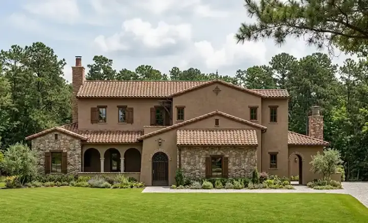 Spanish house plans 95-176 - front exterior, 5,357 sq ft, 5 bed, 5 bath house plans | Monster House Plans