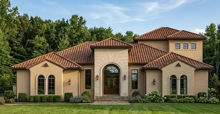 Spanish house plans 95-178 - front exterior, 5,446 sq ft, 4 bed, 4 bath house plans | Monster House Plans