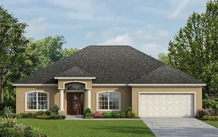 European house plans 95-193 - front exterior, 2,013 sq ft, 4 bed, 2 bath house plans | Monster House Plans