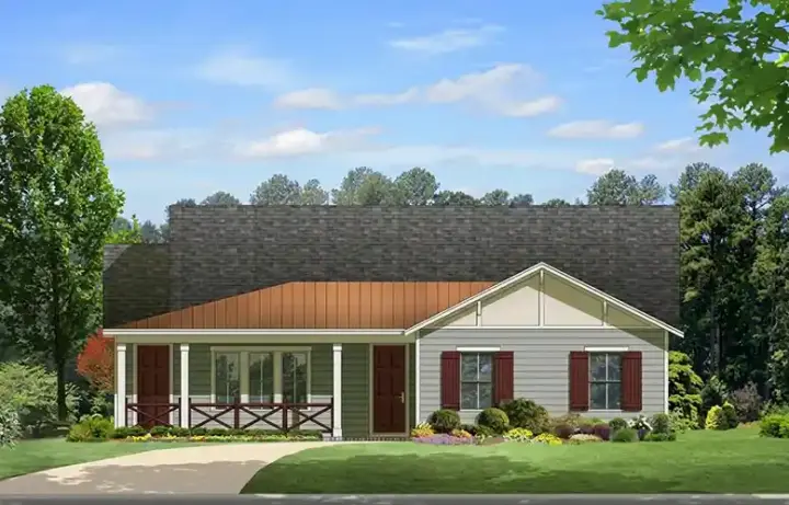 Ranch house plans 95-198 - front exterior, 2,220 sq ft, 3 bed, 3 bath house plans | Monster House Plans