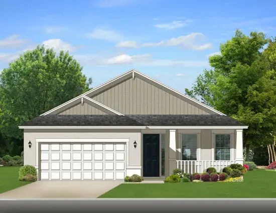 Ranch house plans 95-203 - front exterior, 1,400 sq ft, 2 bed, 2 bath house plans | Monster House Plans