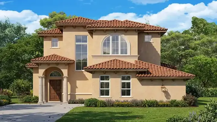 Spanish house plans 95-275 - front exterior, 2,843 sq ft, 4 bed, 4 bath house plans | Monster House Plans