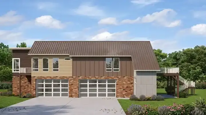 Contemporary house plans 95-288 - front exterior, 1,811 sq ft, 3 bed, 2 bath house plans | Monster House Plans